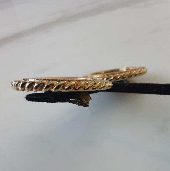 Unsigned Ciner Large Gold Plate Lucius Caesar Roman Coin Clip-On Earrings - Vtg - Picture 3 of 5